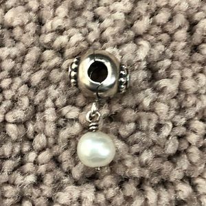 SS w cz pearl dangle pandora clip